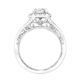 Artcarved Bridal Mounted with CZ Center Vintage Filigree Halo Engagement Ring Prudence 18K White Gold