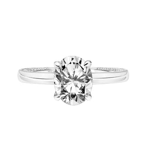 Artcarved Bridal Mounted with CZ Center Classic Diamond Engagement Ring Gigi 18K White Gold