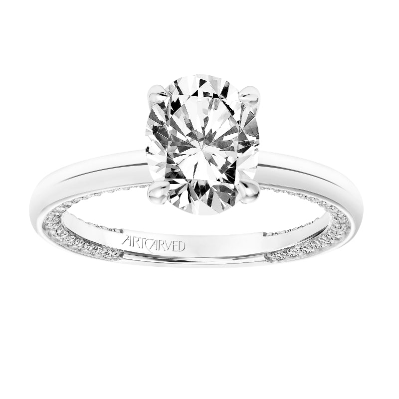 Artcarved Bridal Mounted with CZ Center Classic Diamond Engagement Ring Gigi 18K White Gold