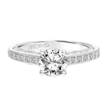 Artcarved Bridal Mounted with CZ Center Vintage Filigree Diamond Engagement Ring Mae 14K White Gold