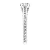 Artcarved Bridal Mounted with CZ Center Vintage Filigree Diamond Engagement Ring Mae 14K White Gold