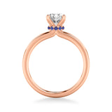 Artcarved Bridal Mounted with CZ Center Classic Solitaire Engagement Ring 18K Rose Gold & Blue Sapphire