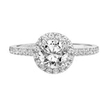 Artcarved Bridal Mounted with CZ Center Classic Halo Engagement Ring Ileana 18K White Gold