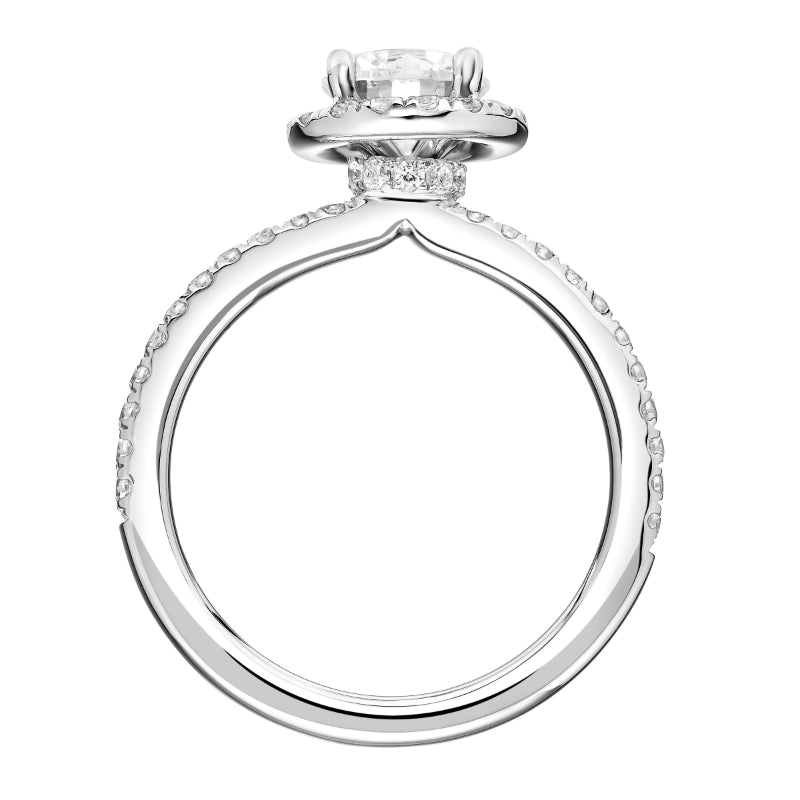 Artcarved Bridal Mounted with CZ Center Classic Halo Engagement Ring Ileana 14K White Gold