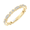 Artcarved Bridal Mounted with Side Stones Vintage Milgrain Diamond Wedding Band Beatrice 18K Yellow Gold