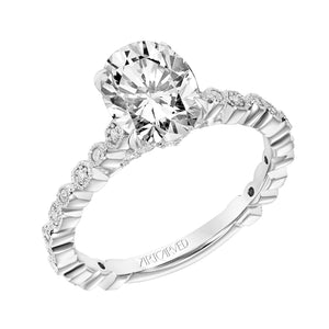 Artcarved Bridal Semi-Mounted with Side Stones Vintage Vintage Engagement Ring Louisa 14K White Gold