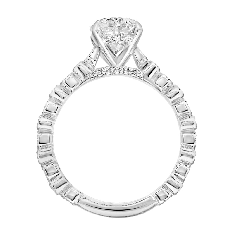 Artcarved Bridal Semi-Mounted with Side Stones Vintage Vintage Engagement Ring Louisa 18K White Gold