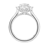 Artcarved Bridal Semi-Mounted with Side Stones Vintage Milgrain Halo Engagement Ring Martha 14K White Gold