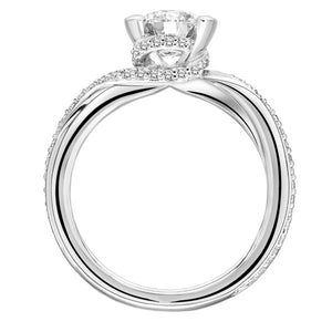 Artcarved Bridal Semi-Mounted with Side Stones Contemporary Bezel Engagement Ring Zola 18K White Gold