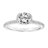 Artcarved Bridal Semi-Mounted with Side Stones Contemporary Bezel Engagement Ring Gray 18K White Gold