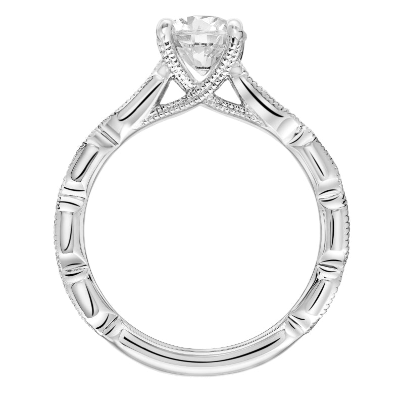 Artcarved Bridal Semi-Mounted with Side Stones Vintage Vintage Engagement Ring Cressida 18K White Gold