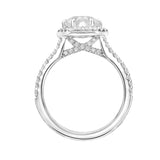 Artcarved Bridal Semi-Mounted with Side Stones Contemporary Halo Engagement Ring Lorelei 18K White Gold