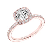 Artcarved Bridal Semi-Mounted with Side Stones Classic Halo Engagement Ring Molly 14K Rose Gold