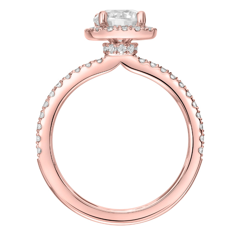 Artcarved Bridal Semi-Mounted with Side Stones Classic Halo Engagement Ring Molly 14K Rose Gold