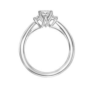 Artcarved Bridal Mounted with CZ Center Classic 3-Stone Engagement Ring Audrey 18K White Gold