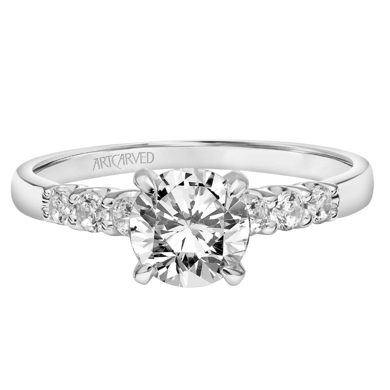 Artcarved Bridal Mounted with CZ Center Classic Engagement Ring Erica 14K White Gold