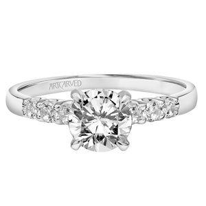 Artcarved Bridal Mounted with CZ Center Classic Engagement Ring Erica 14K White Gold