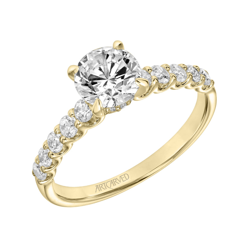 Artcarved Bridal Semi-Mounted with Side Stones Classic Engagement Ring Faye 14K Yellow Gold