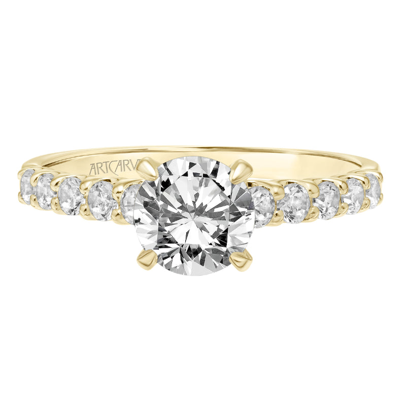 Artcarved Bridal Semi-Mounted with Side Stones Classic Engagement Ring Faye 18K Yellow Gold