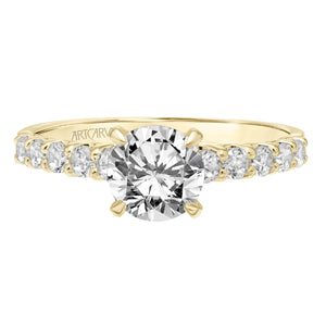Artcarved Bridal Mounted with CZ Center Classic Engagement Ring Faye 18K Yellow Gold