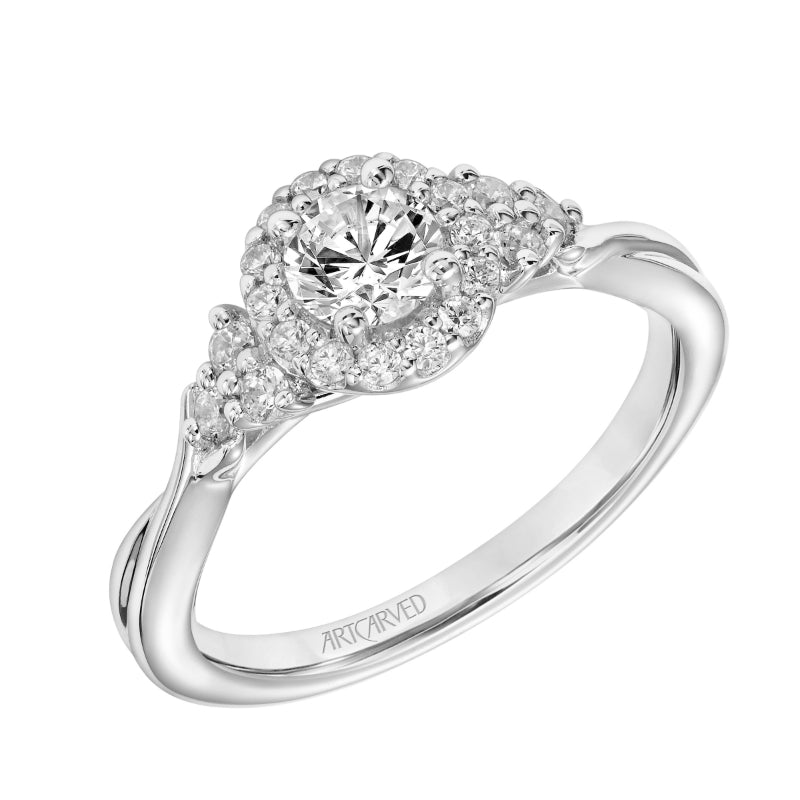 Artcarved Bridal Mounted Mined Live Center Contemporary One Love Engagement Ring Dara 18K White Gold