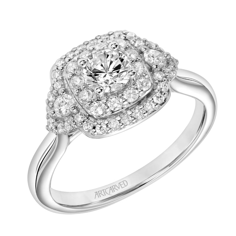 Artcarved Bridal Mounted Mined Live Center One Love Engagement Ring Wendy 18K White Gold