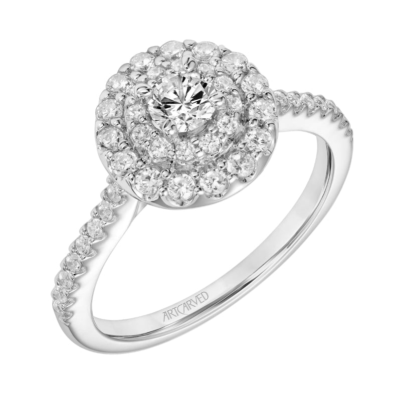 Artcarved Bridal Mounted Mined Live Center Classic One Love Engagement Ring Athena 14K White Gold