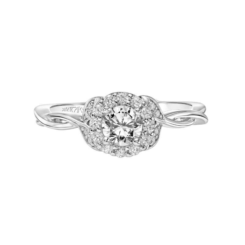 Artcarved Bridal Mounted Mined Live Center Contemporary One Love Engagement Ring Willow 18K White Gold