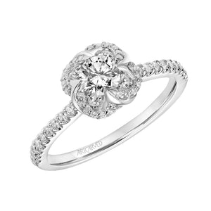 Artcarved Bridal Mounted Mined Live Center Contemporary One Love Engagement Ring Dominique 14K White Gold
