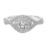 Artcarved Bridal Mounted Mined Live Center Contemporary One Love Engagement Ring Mystelle 14K White Gold