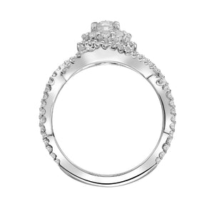 Artcarved Bridal Mounted Mined Live Center Contemporary One Love Engagement Ring Mystelle 14K White Gold