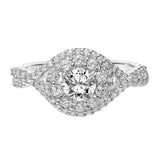 Artcarved Bridal Mounted Mined Live Center Contemporary One Love Engagement Ring Mystelle 14K White Gold