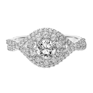 Artcarved Bridal Mounted Mined Live Center Contemporary One Love Engagement Ring Mystelle 14K White Gold