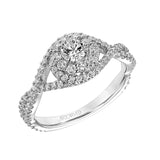 Artcarved Bridal Mounted Mined Live Center Contemporary One Love Engagement Ring Mystelle 14K White Gold