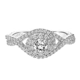 Artcarved Bridal Mounted Mined Live Center Contemporary One Love Engagement Ring Mystelle 14K White Gold