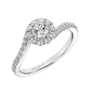 Artcarved Bridal Mounted Mined Live Center Contemporary One Love Engagement Ring Sierra 14K White Gold