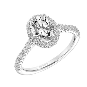 Artcarved Bridal Mounted with CZ Center Classic Halo Engagement Ring Jocelyn 14K White Gold
