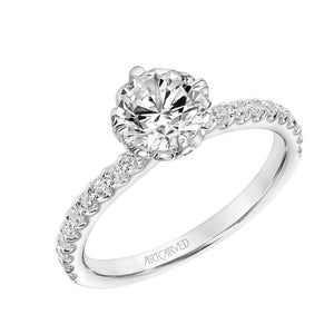 Artcarved Bridal Mounted with CZ Center Classic Diamond Engagement Ring Marsha 18K White Gold