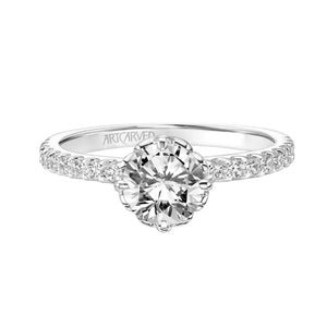 Artcarved Bridal Mounted with CZ Center Classic Diamond Engagement Ring Marsha 18K White Gold