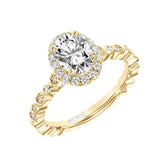Artcarved Bridal Mounted with CZ Center Contemporary Halo Engagement Ring Paley 14K Yellow Gold