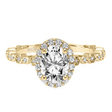 Artcarved Bridal Mounted with CZ Center Contemporary Halo Engagement Ring Paley 14K Yellow Gold
