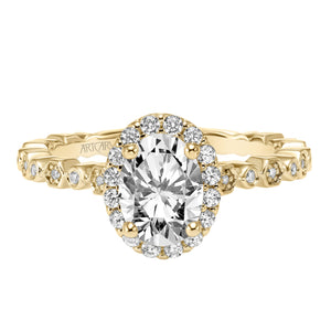 Artcarved Bridal Mounted with CZ Center Contemporary Halo Engagement Ring Paley 14K Yellow Gold