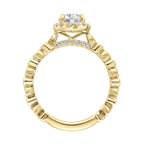 Artcarved Bridal Mounted with CZ Center Contemporary Halo Engagement Ring Paley 14K Yellow Gold