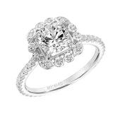Artcarved Bridal Mounted with CZ Center Contemporary Halo Engagement Ring Riley 18K White Gold