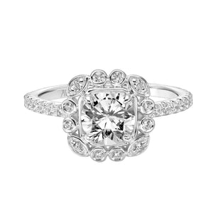 Artcarved Bridal Mounted with CZ Center Contemporary Halo Engagement Ring Riley 14K White Gold