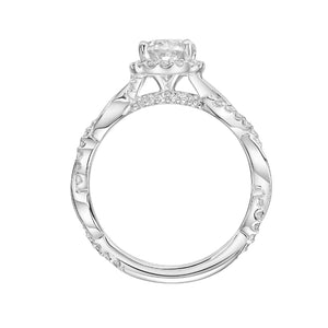 Artcarved Bridal Mounted with CZ Center Contemporary Twist Halo Engagement Ring Rina 14K White Gold