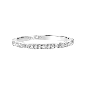 Artcarved Bridal Mounted with Side Stones Contemporary Halo Diamond Wedding Band Joy 14K White Gold