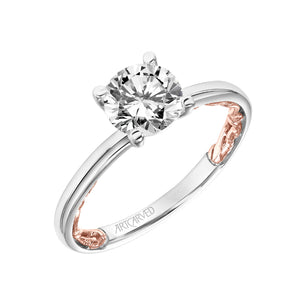 Artcarved Bridal Mounted with CZ Center Classic Lyric Solitaire Engagement Ring Tia 14K White Gold Primary & 14K Rose Gold