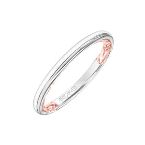 Artcarved Bridal Band No Stones Classic Lyric Wedding Band Tia 14K White Gold Primary & 14K Rose Gold