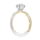 Artcarved Bridal Unmounted No Stones Classic Lyric Solitaire Engagement Ring Beryl 14K White Gold Primary & 14K Yellow Gold
